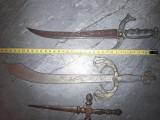 Lot 3 sabie hanger pumnal cutit scrisori alama metal vechi vintage