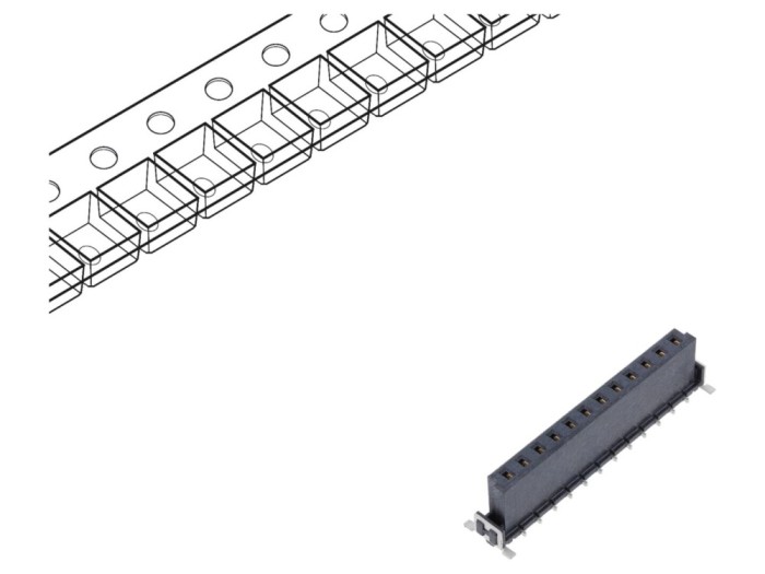 Conector PCB-PCB mamă 12 pini 2,54mm