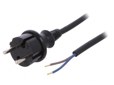 Cablu Electric 2x1mm2 PVC 3m Negru 16A 250V foto