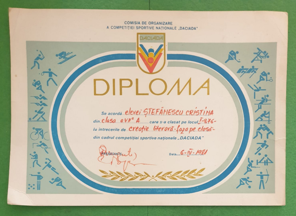 Diploma Competitie sportiva romana Daciada | Okazii.ro