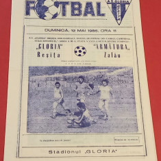Program meci fotbal "GLORIA" RESITA - "ARMATURA" ZALAU (12.05.1985)