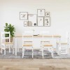 Set Masa Sufragerie 7 Piese Lemn Masiv Pin Panama Alb 180x90 cm + 6 Scaune Lemn