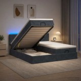 Cumpara ieftin Pat Ottoman cu Saltea si LED Gri inchis 180 x 200 cm Catifea