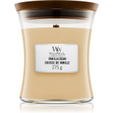 Woodwick Vanilla Bean lum&acirc;nare parfumată cu fitil din lemn 275 g