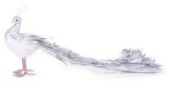 Decoratiune de Craciun paun argintiu cu pene MagicHome, 50x20x23 cm