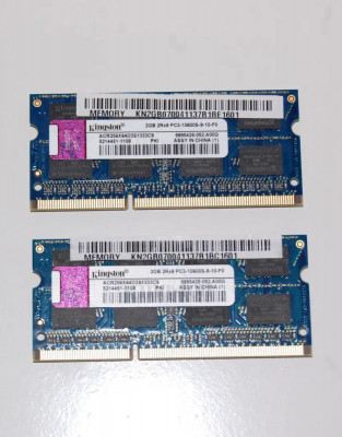 4GB DDR3 kingston kit 2x 2GB RAM LAPTOP PC3-10600S-9-10-f0 foto