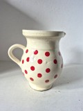Cana lut / carafa / ulcica, 18cm ulcica traditionala pictata manual buline rosii ceramica rustica stare foarte buna