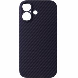 Husa spate policarbonat aspect Carbon, mov inchis cu negru, pentru Apple iPhone 16