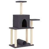 Cumpara ieftin Ansamblu pisici cu stalpi din funie sisal, gri inchis, 122 cm