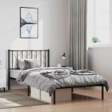 vidaXL Cadru de pat din metal cu tăblie, negru, 100x200 cm