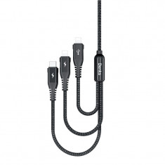 Cablu Date si Incarcare USB la Lightning - USB la USB Type-C Benks, 1.5 m, Negru