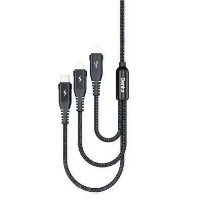 Cablu Date si Incarcare USB la Lightning - USB la USB Type-C Benks, 1.5 m, Negru foto