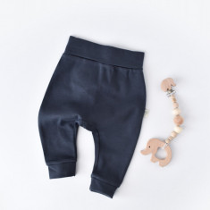 Pantaloni Bebe Unisex din bumbac organic Bleumarin BabyCosy (Marime: 3-6 Luni)