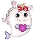 Cumpara ieftin Sticker decorativ Unicorn cu inimioara, Mov, 75 cm, 1240-1ST, Oem