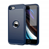 Cumpara ieftin Husa pentru iPhone SE 2, SE 2020 / SE 3, SE 2022, Techsuit Carbon Silicone, Blue