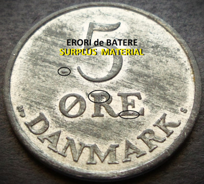 Moneda 5 ORE - DANEMARCA, anul 1955 *cod 3649 = A.UNC + EROARE SURPLUS! foto