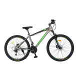 Bicicleta MTB-HT CARPAT C2799H, roti 27.5inch, cadru aluminiu 18inch, 21 viteze, Frane Hidraulice (Negru/Verde)