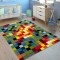 Covor Camera Copii Model Patratele 11161-130, Marime 80 x 150 cm, Multicolor, Inaltime Fir 9 mm, Antialergic, Polipropilena, Gradinita, Cresa, Loc de