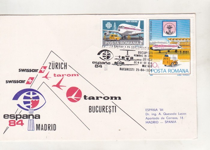 bnk fil Plic zbor Espana `84 Bucuresti Zurich Madrid