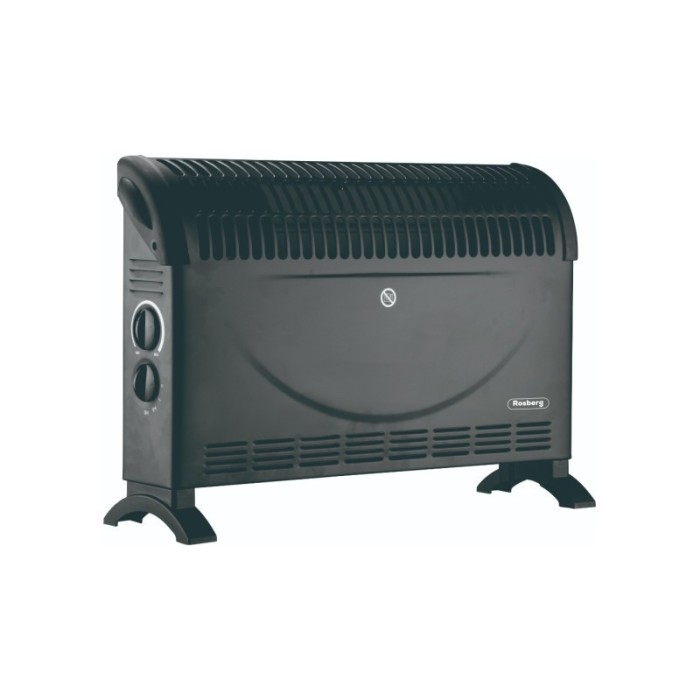 Convector electric Rosberg, 2000 W, 3 trepte de putere, oprire automata, termostat, Negru