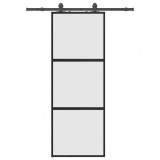 Cumpara ieftin Usa glisanta cu set feronerie neagra 76x205cm sticla securizata