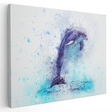 Tablou canvas fantezie delfin acuarela albastru pe fundal alb 1127 Tablou canvas pe panza CU RAMA 30x40 cm