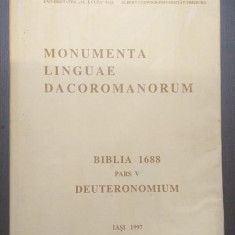 MONUMENTA LINGUAE DACOROMANORUM - BIBLIA 1688 PARS V - ION CAPROSU - DEDICATIE