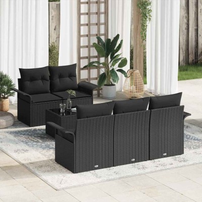 vidaXL Set de canapele pentru grădină 6 pcs Negru 55 x 55 x 37 cm 3353912 foto