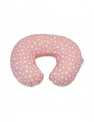 Perna pentru alaptare 2 in 1 cu husa detasabila, stelute albe cu fundal roz foto