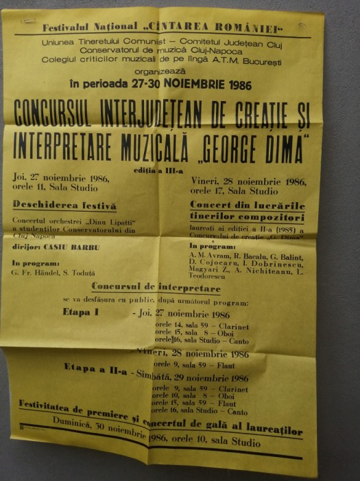 bnk div Afis Concursul interjudetean George Dima - Cluj Napoca 1986
