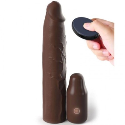 FANTASY X- TENSIONS - PIPEDREAMS SLEEVE 22,86 CM + 7,62 CM PLUG REMOTE BROWN foto