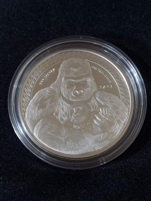 Congo 2023 - 500 franci CFA - Gorila - 1 OZ , Monedă de argint foto