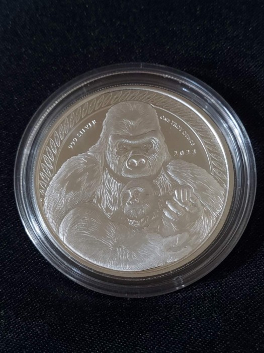 Congo 2023 - 500 franci CFA - Gorila - 1 OZ , Monedă de argint