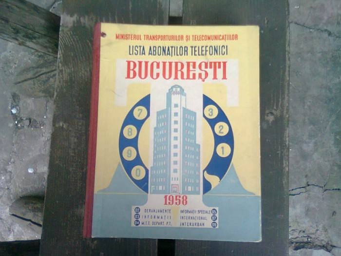 LISTA ABONATILOR TELEFONICI BUCURESTI 1958