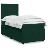 vidaXL Pat box spring cu saltea, verde &icirc;nchis, 90x190 cm, catifea 3292211