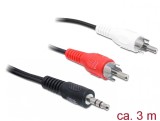 Cablu audio Jack 3.5mm la 2 x RCA 3m, Delock 84942