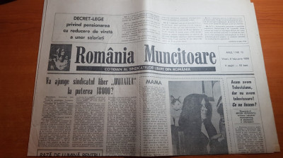 ziarul romania muncitoare 9 februarie 1990-sindicatul liber unitatea foto