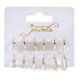Set Cercei Femei, Language of Jewels, Modele &Icirc;mpletite, Culoare Argintie, 6 Perechi