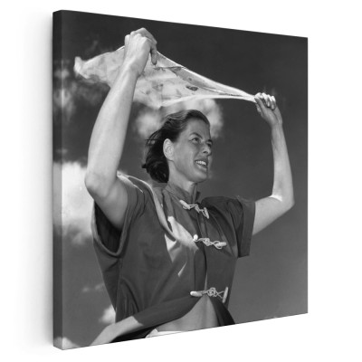 Tablou Ingrid Bergman, actrita, alb, negru 1520 Tablou canvas pe panza CU RAMA 80x80 cm foto