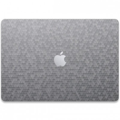 Folie Skin Top Compatibila cu Apple MacBook Air 13.6 M2 2022 - Wrap Skin Texture HoneyComb Silver foto