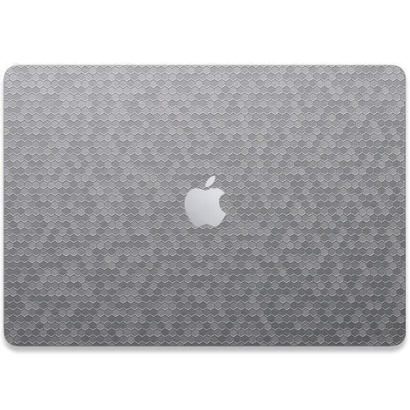 Folie Skin Top Compatibila cu Apple MacBook Air 13.6 M2 2022 - Wrap Skin Texture HoneyComb Silver