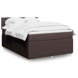 vidaXL Pat box spring cu saltea, maro &icirc;nchis, 140x200 cm, textil