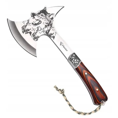 Topor, Tomahawk, Wolf, 32 cm, lama din otel inoxidabil, husa inclusa foto