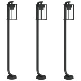 Cumpara ieftin Lampi de podea de exterior 3 buc. negru 100 cm otel inoxidabil