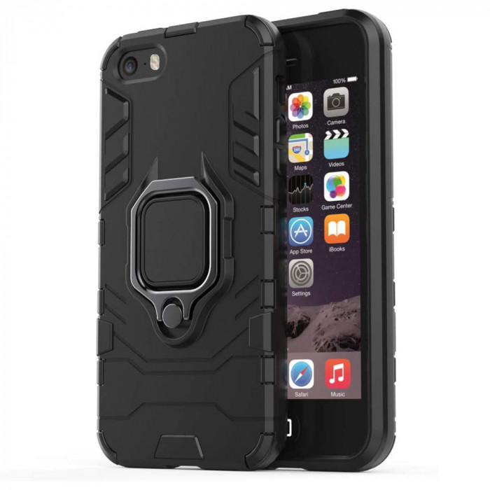 Husa pentru iPhone 5 / 5s / SE, Techsuit Silicone Shield, Black