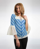 IE tricotata cu model traditional albastru si maneci clopot Onibon, L, M, S, XL, XS