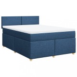 Cumpara ieftin Pat continental cu saltea, albastru, 160x200cm, material textil