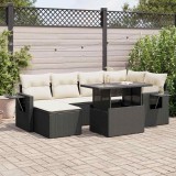 VidaXL Set canapele de grădină cu perne, 7 piese, negru, poliratan 3326507