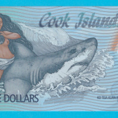 Insulele Cook 3 Dollars 2021 "Ina nuda pe rechinul Mango" UNC seria AA019736