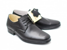 Pantofi negri eleganti barbatesti din piele naturala cu siret - Made in Romania foto